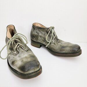 Cherevichkiotvichki Distressed Olive Square Toe Heeled Brogues 37 7